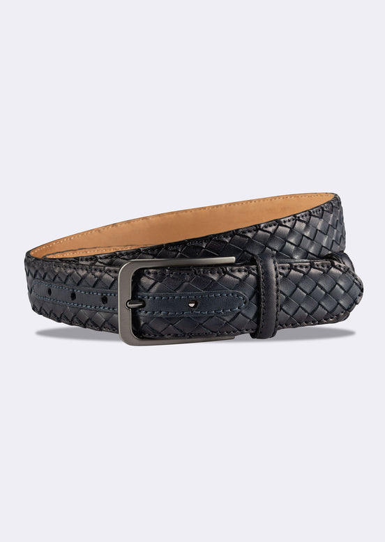 Navy Leather Belt