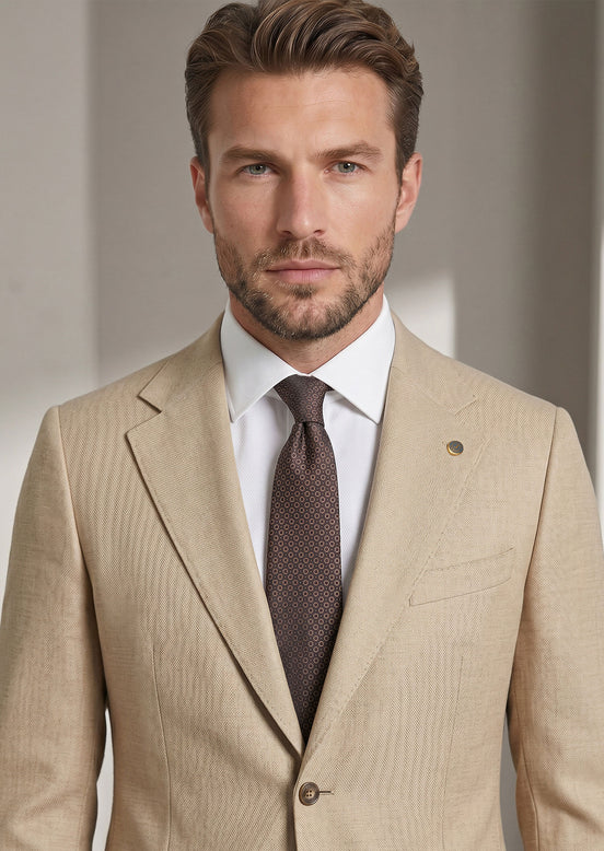 Beige Three-Piece Suit