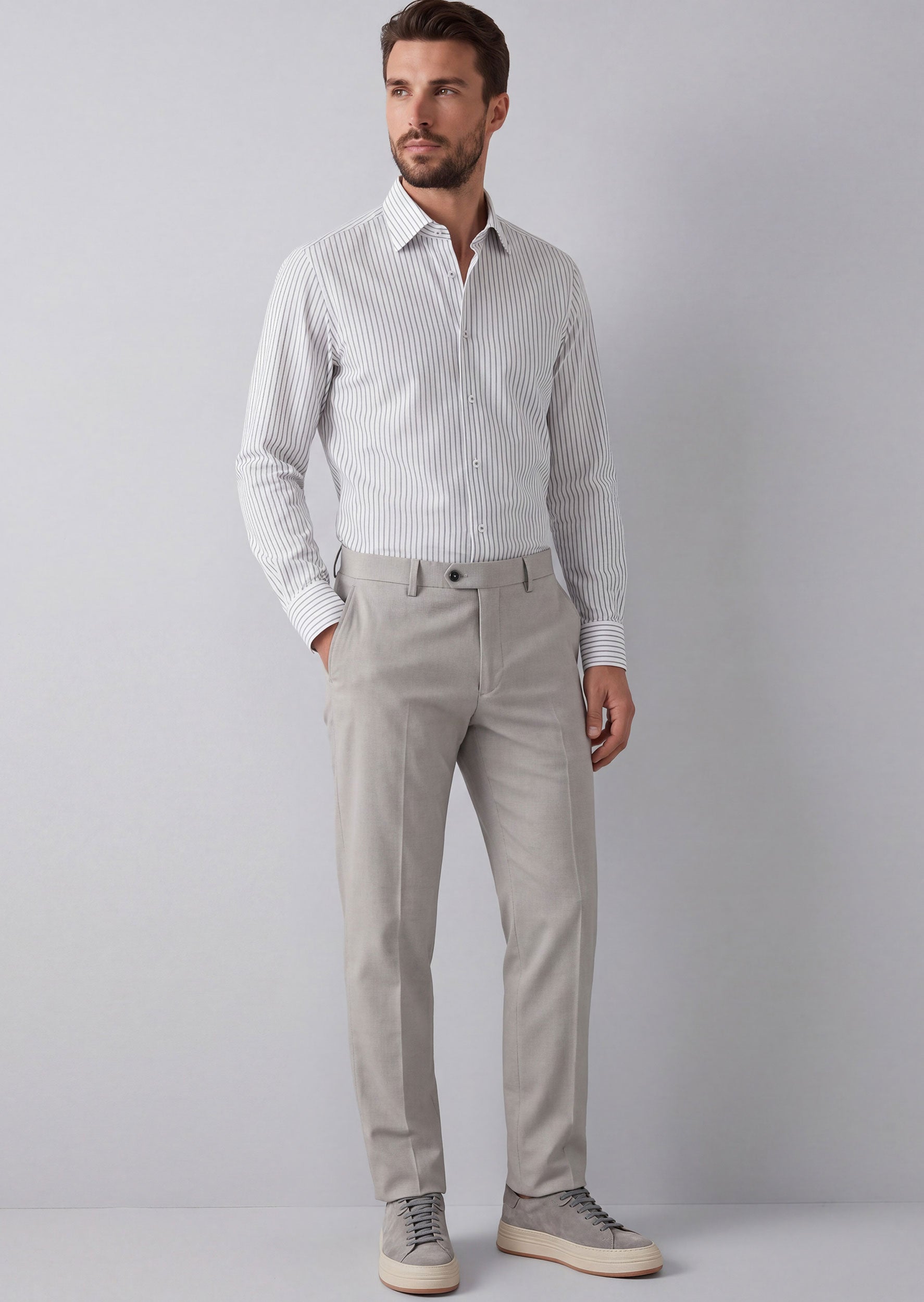 White - Grey Long Sleeve Shirt