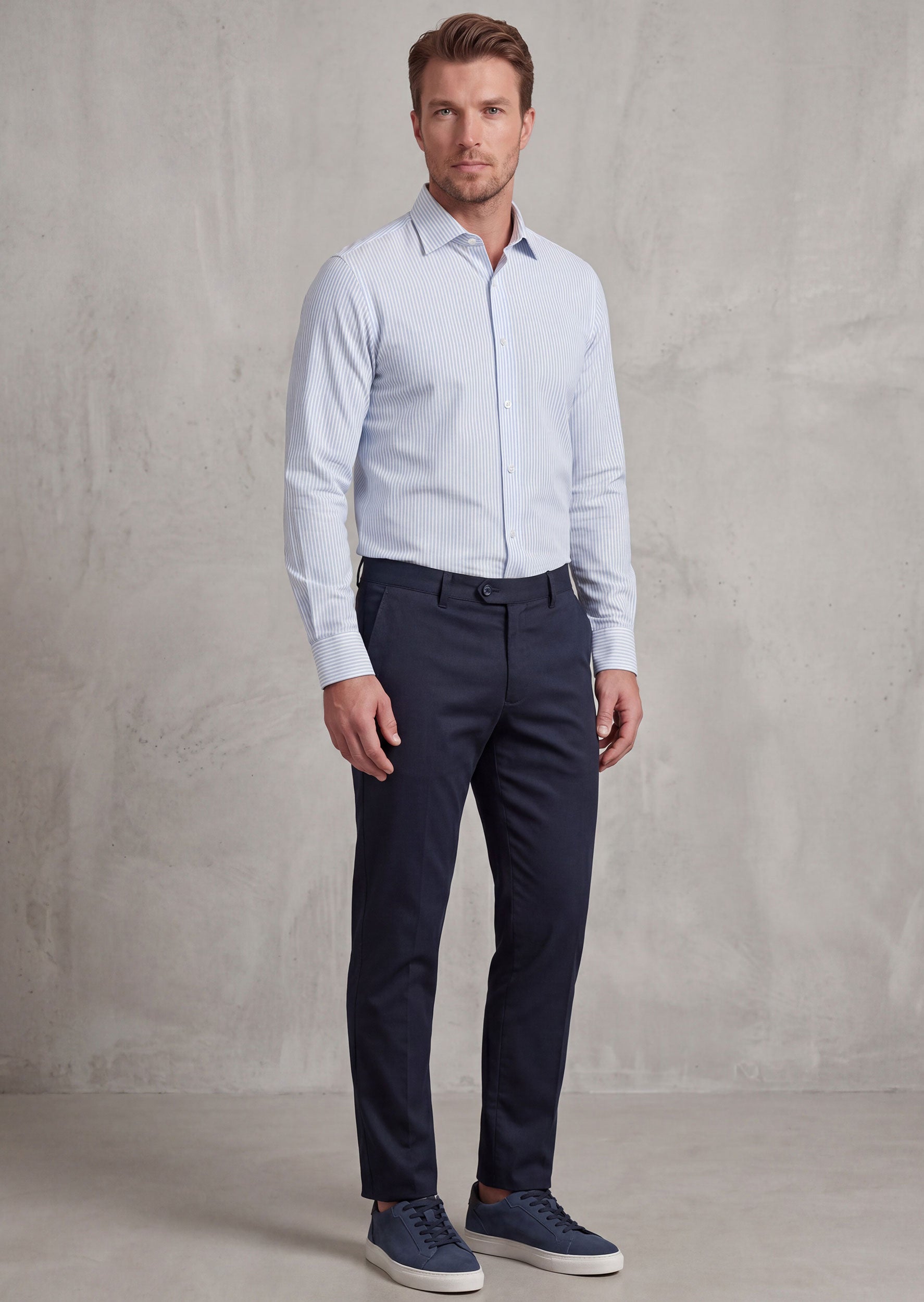 White - Blue Long Sleeve Shirt