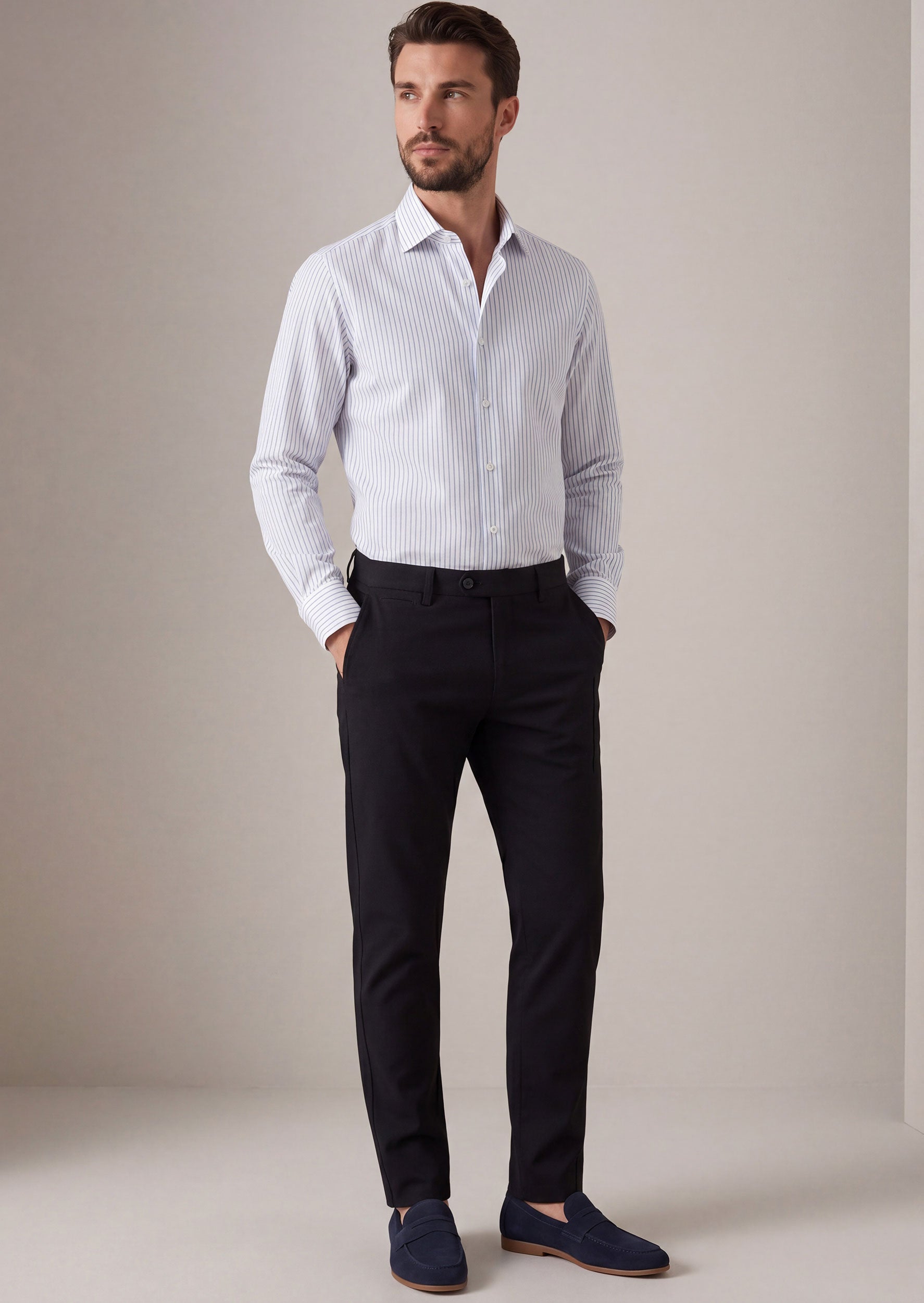 White - Blue Long Sleeve Shirt