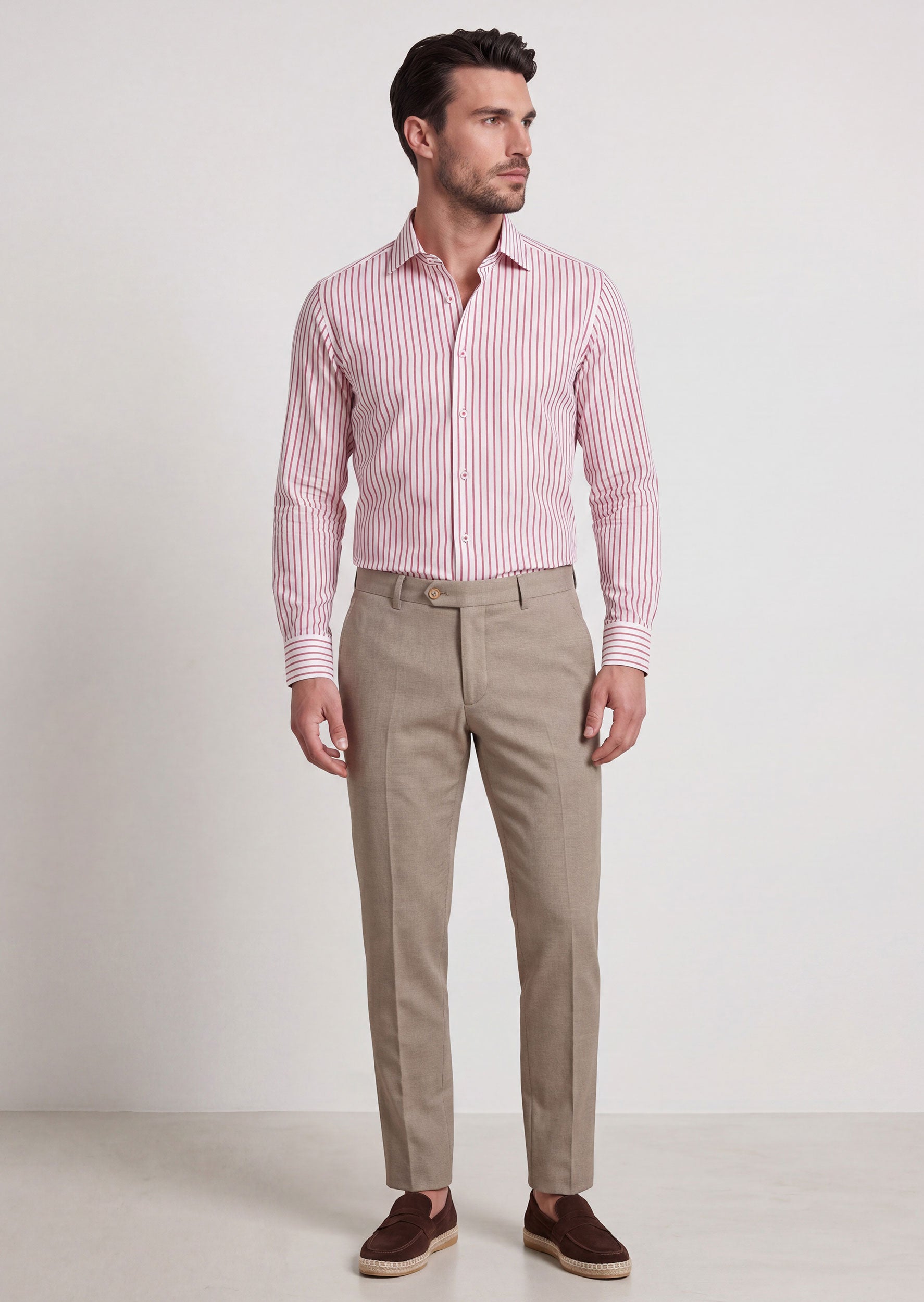 White - Burgundy Long Sleeve Shirt