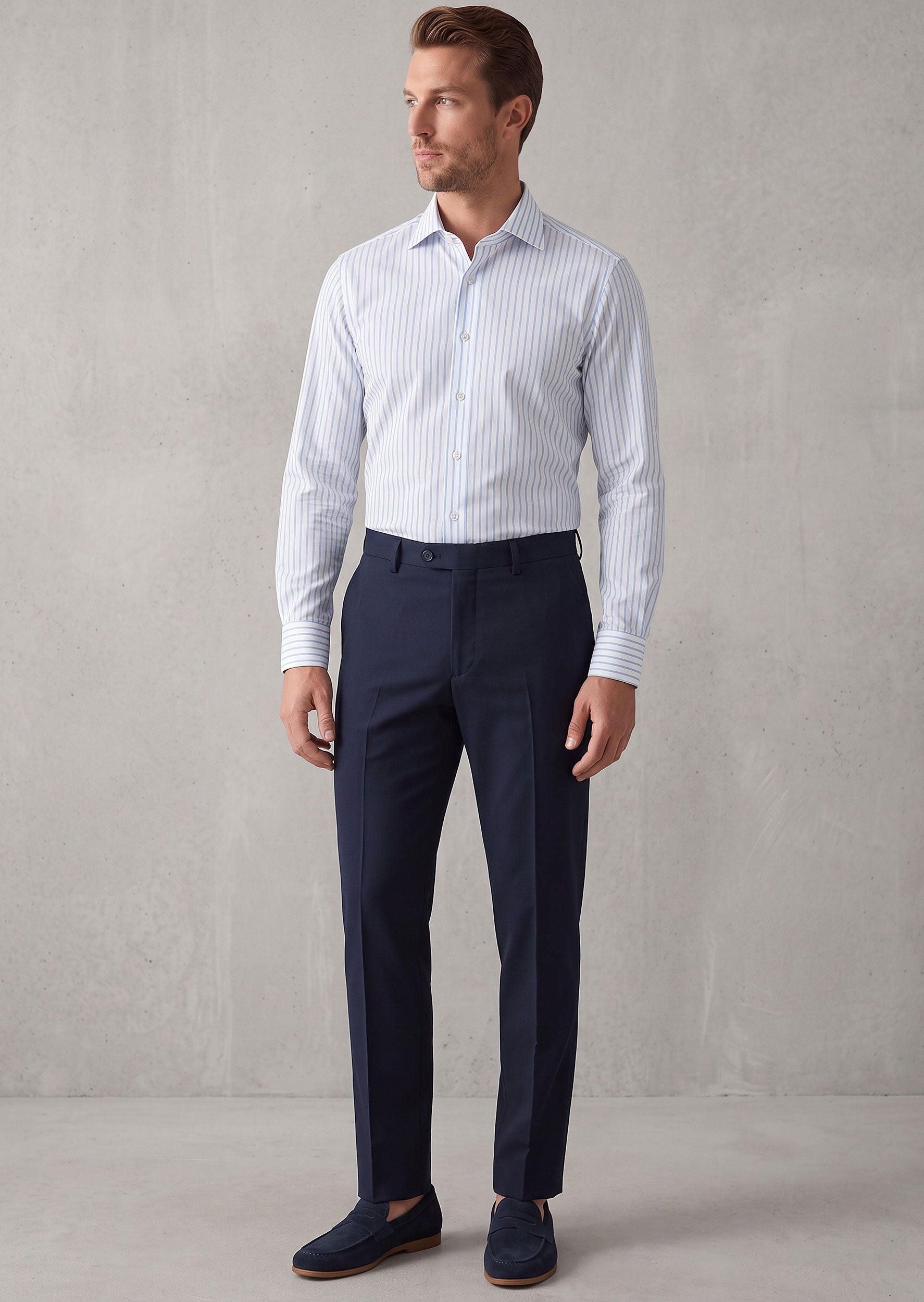 White - Blue Long Sleeve Shirt