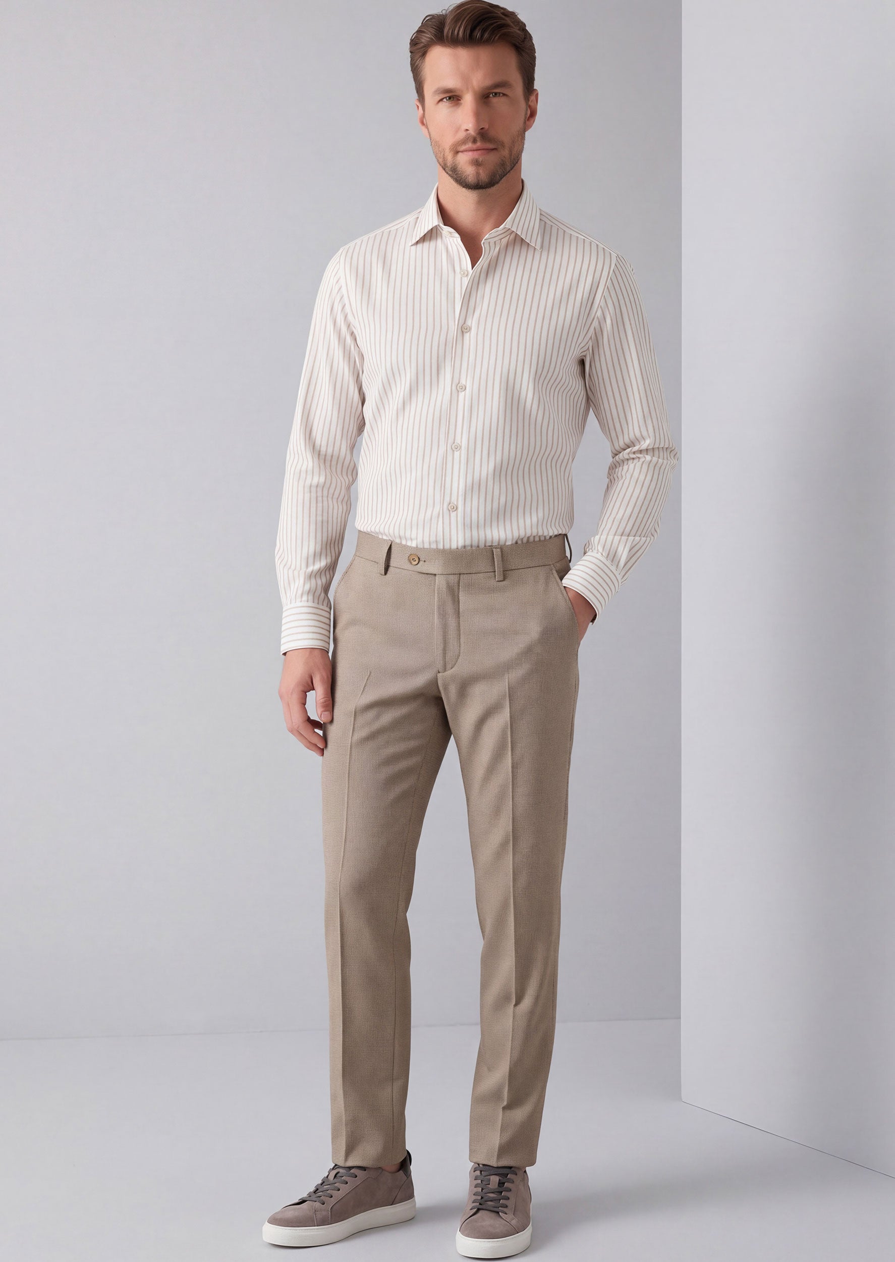 White - Beige Long Sleeve Shirt
