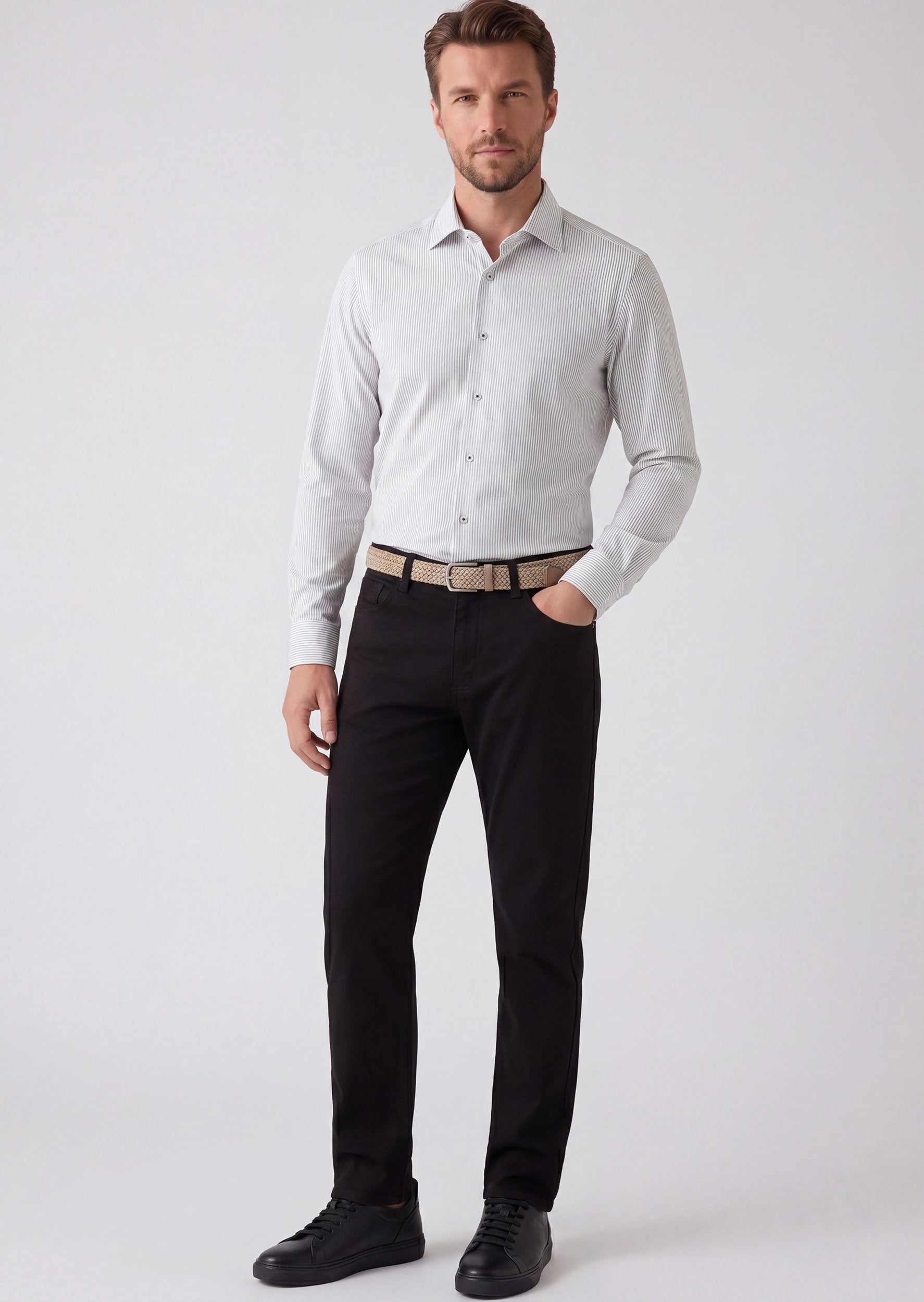 White - Black Long Sleeve Shirt