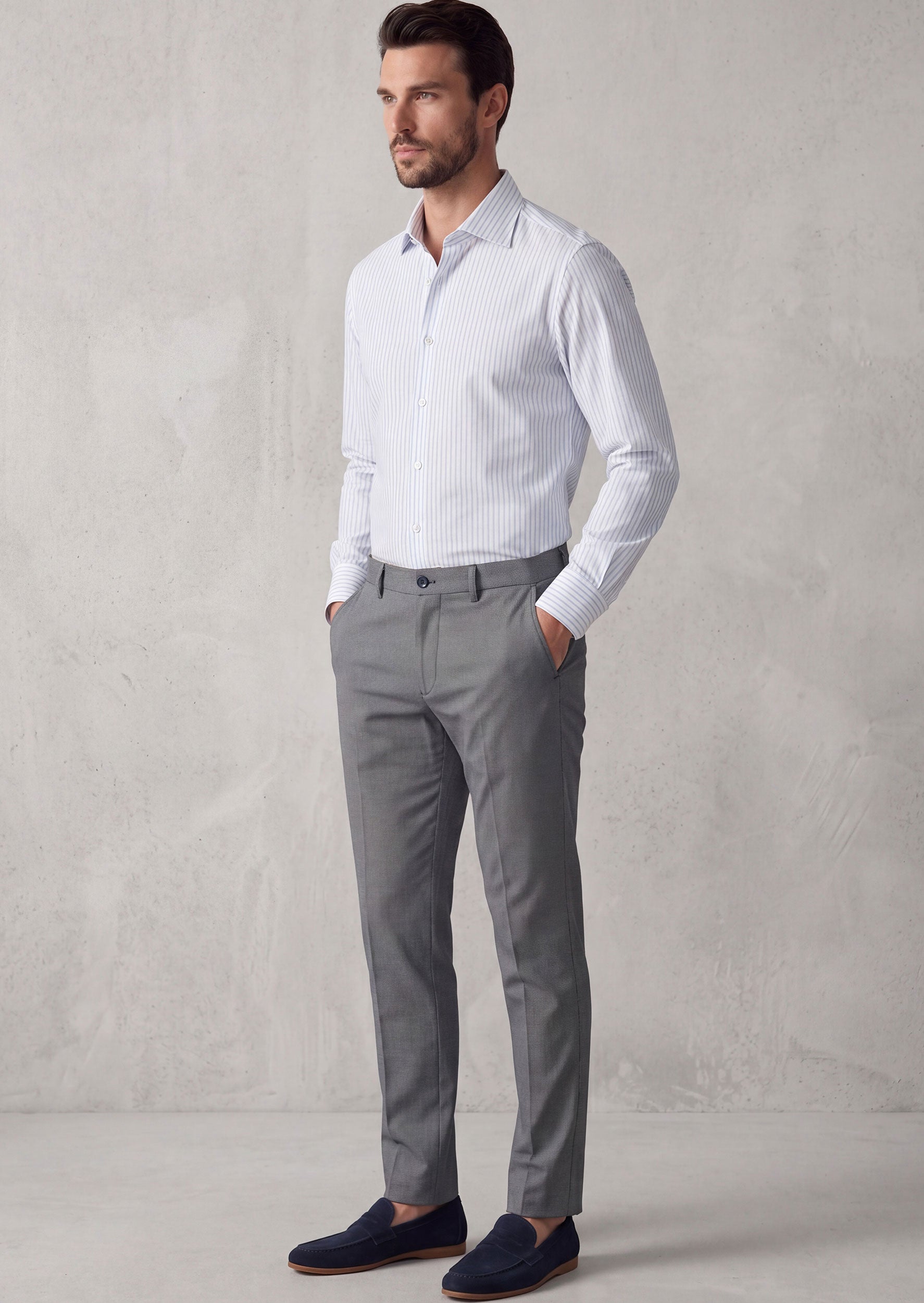 White - Blue Long Sleeve Shirt