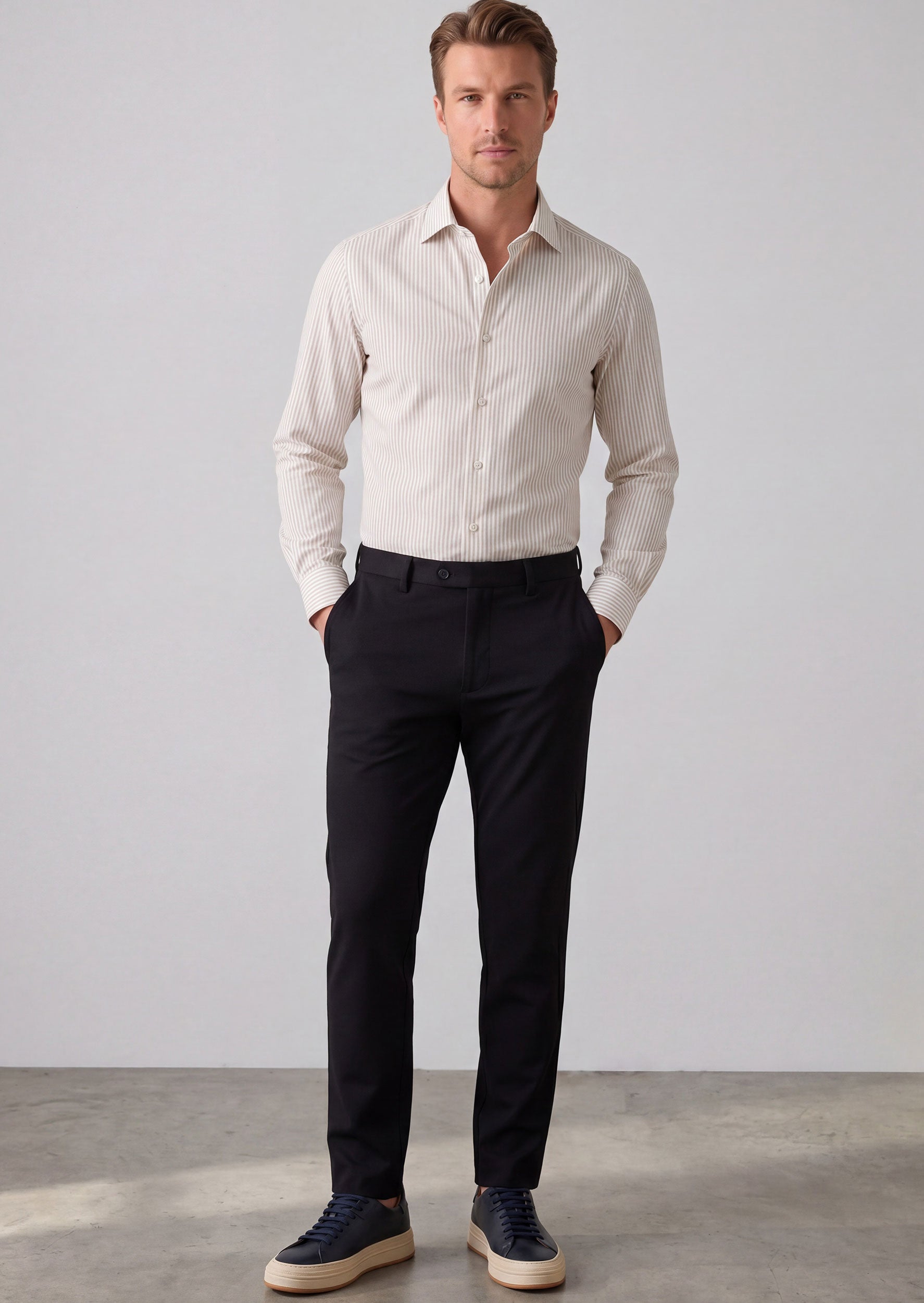 White - Beige Long Sleeve Shirt