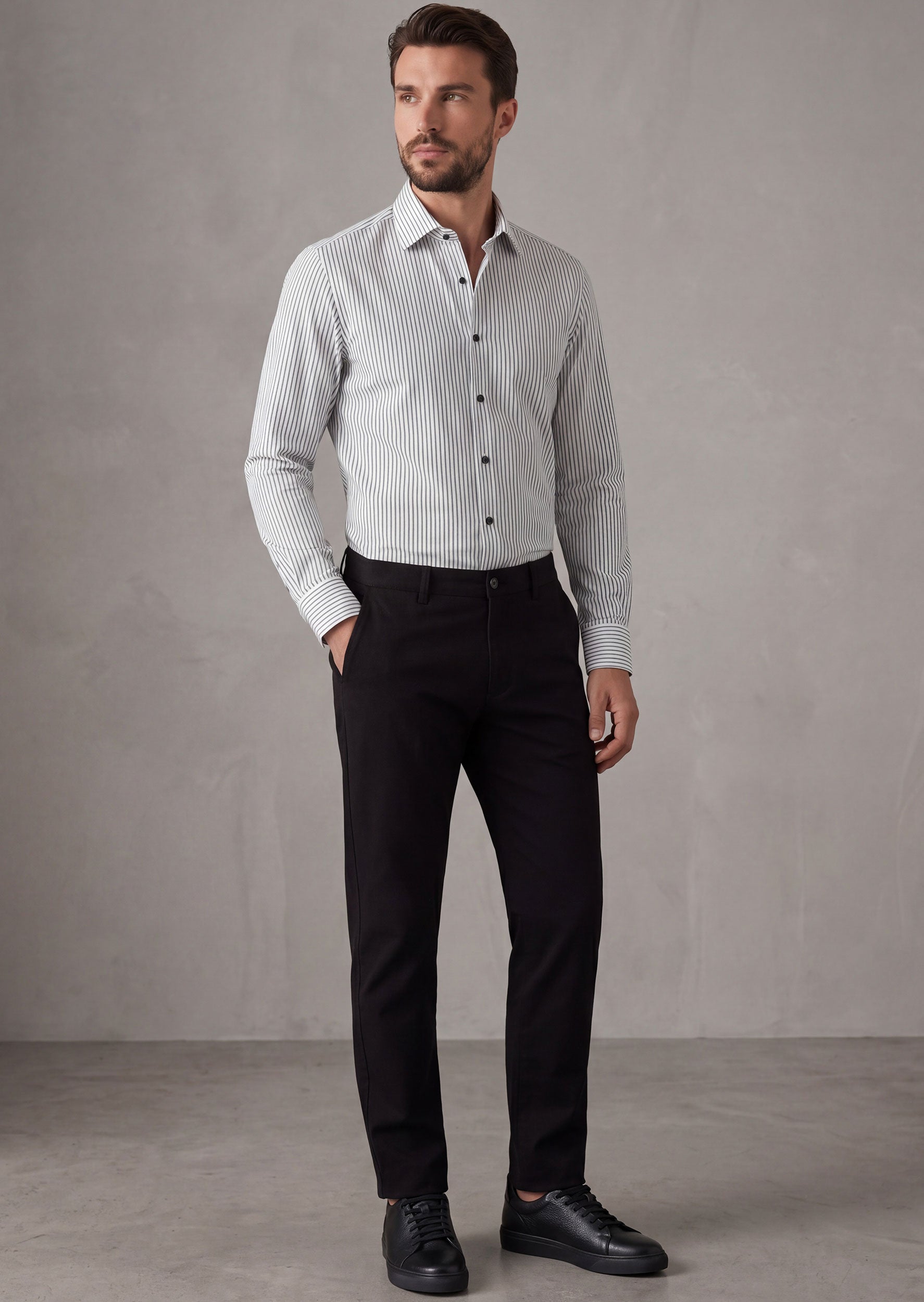 White - Black Long Sleeve Shirt