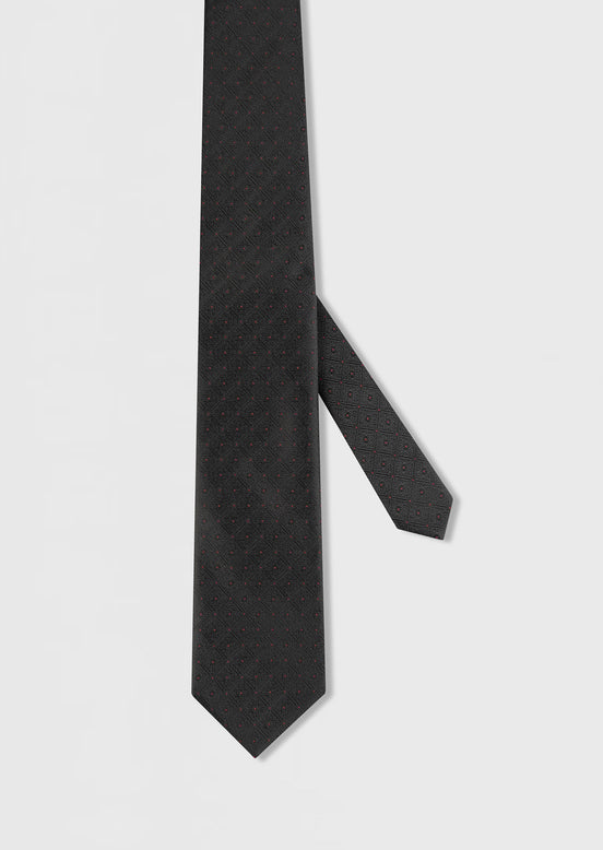 Standard Fit Black Patterned Tie