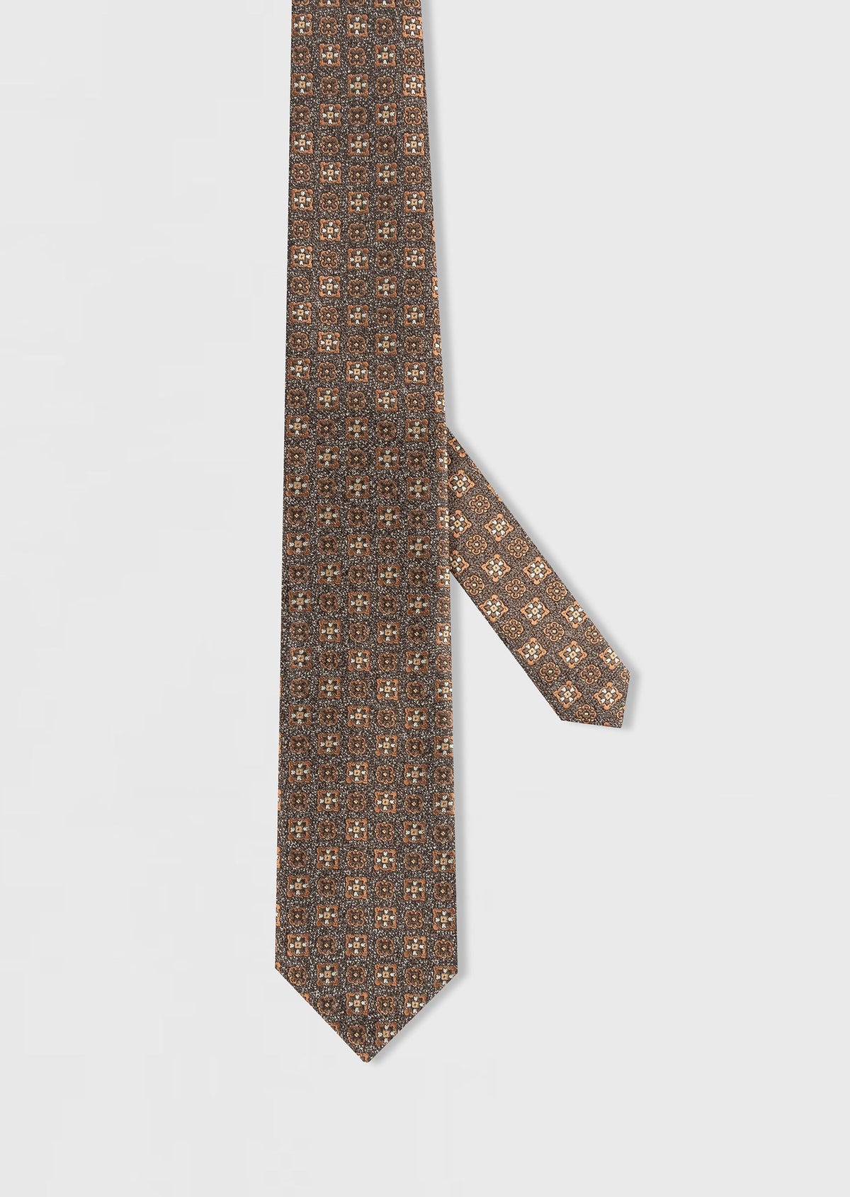 Standard Fit Brown Patterned Tie