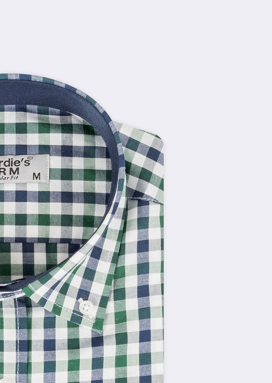 Navy - Brown Short Sleeve Shirt