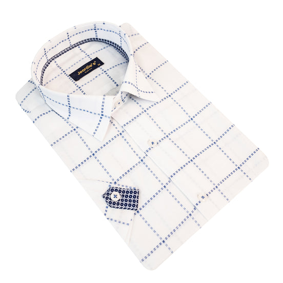 White - Sax Blue Short Sleeve Shirt