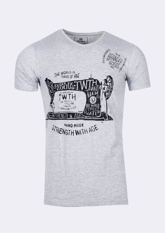 Grey Melange V-Neck T-shirt