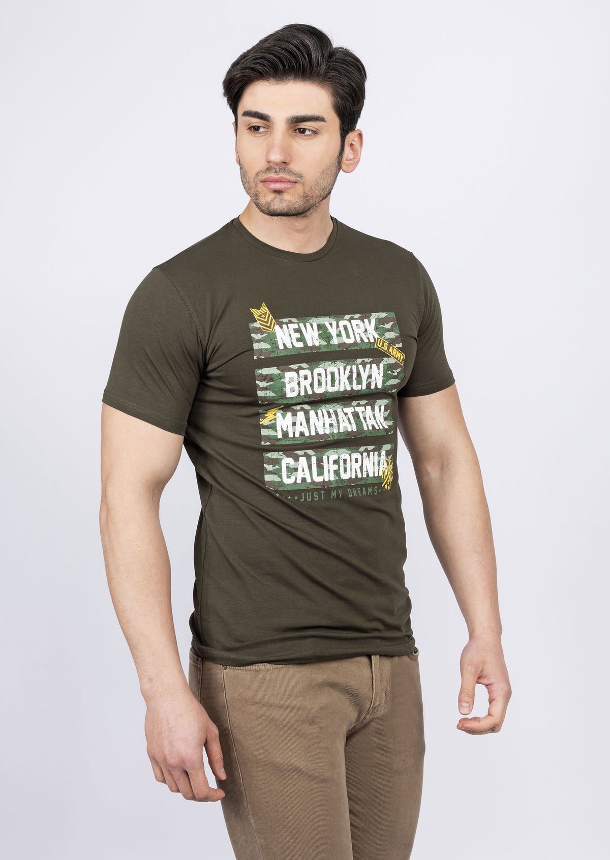 Khaki Crew Neck T-shirt