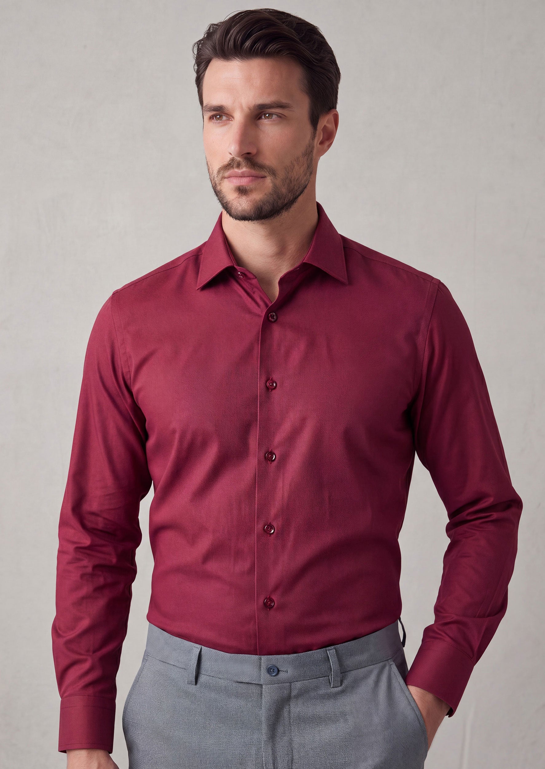 Burgundy Plain Shirt