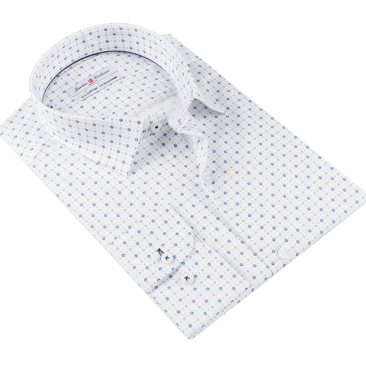 White - Sax Blue Cotton Shirt