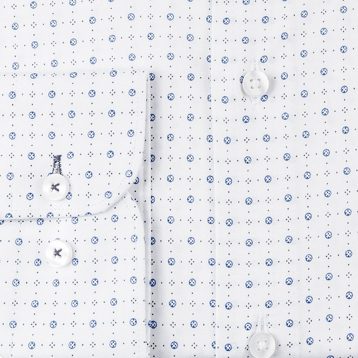 White - Sax Blue Cotton Shirt