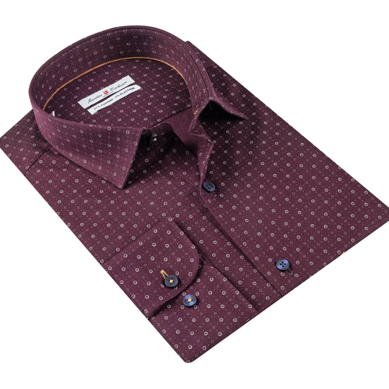 Burgundy - Grey Cotton Shirt