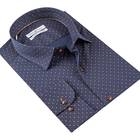 Navy - Mustard Cotton Shirt