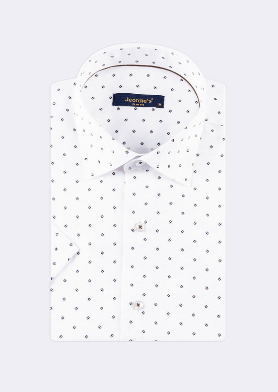 White - Brown Short Sleeve Shirt