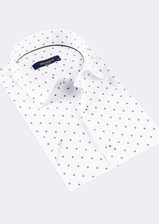 White - Brown Short Sleeve Shirt