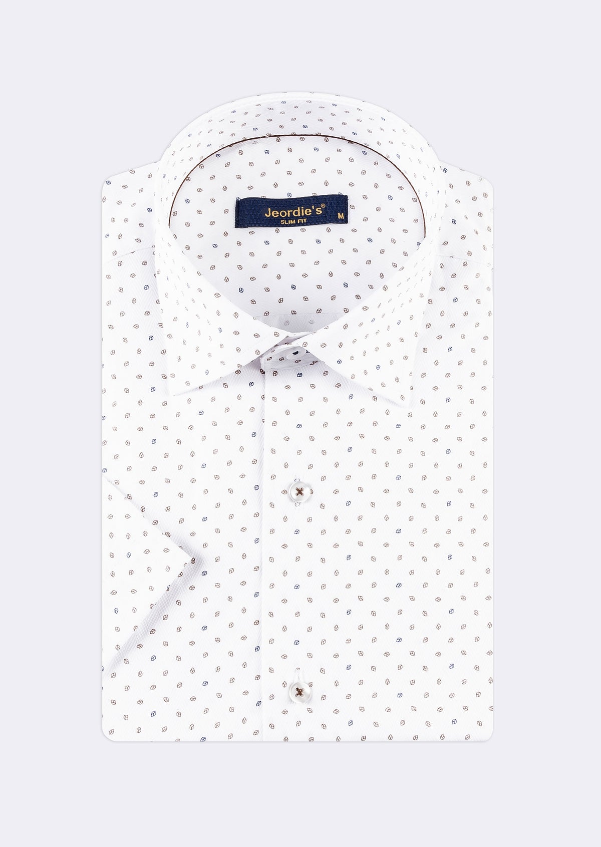 White - Brown Short Sleeve Shirt