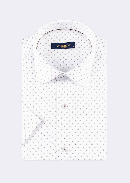 White - Brown Short Sleeve Shirt