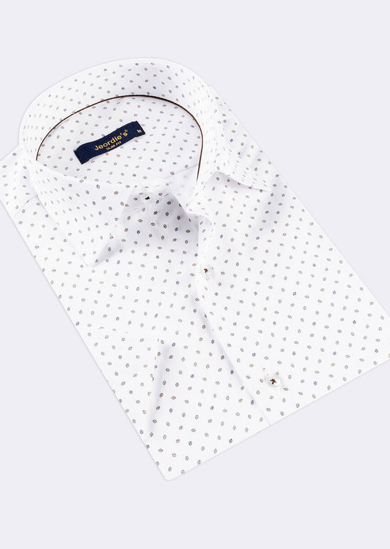 White - Brown Short Sleeve Shirt