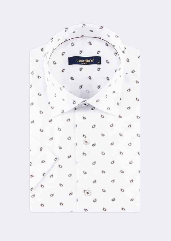 White - Brown Short Sleeve Shirt