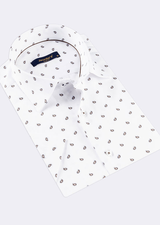 White - Brown Short Sleeve Shirt