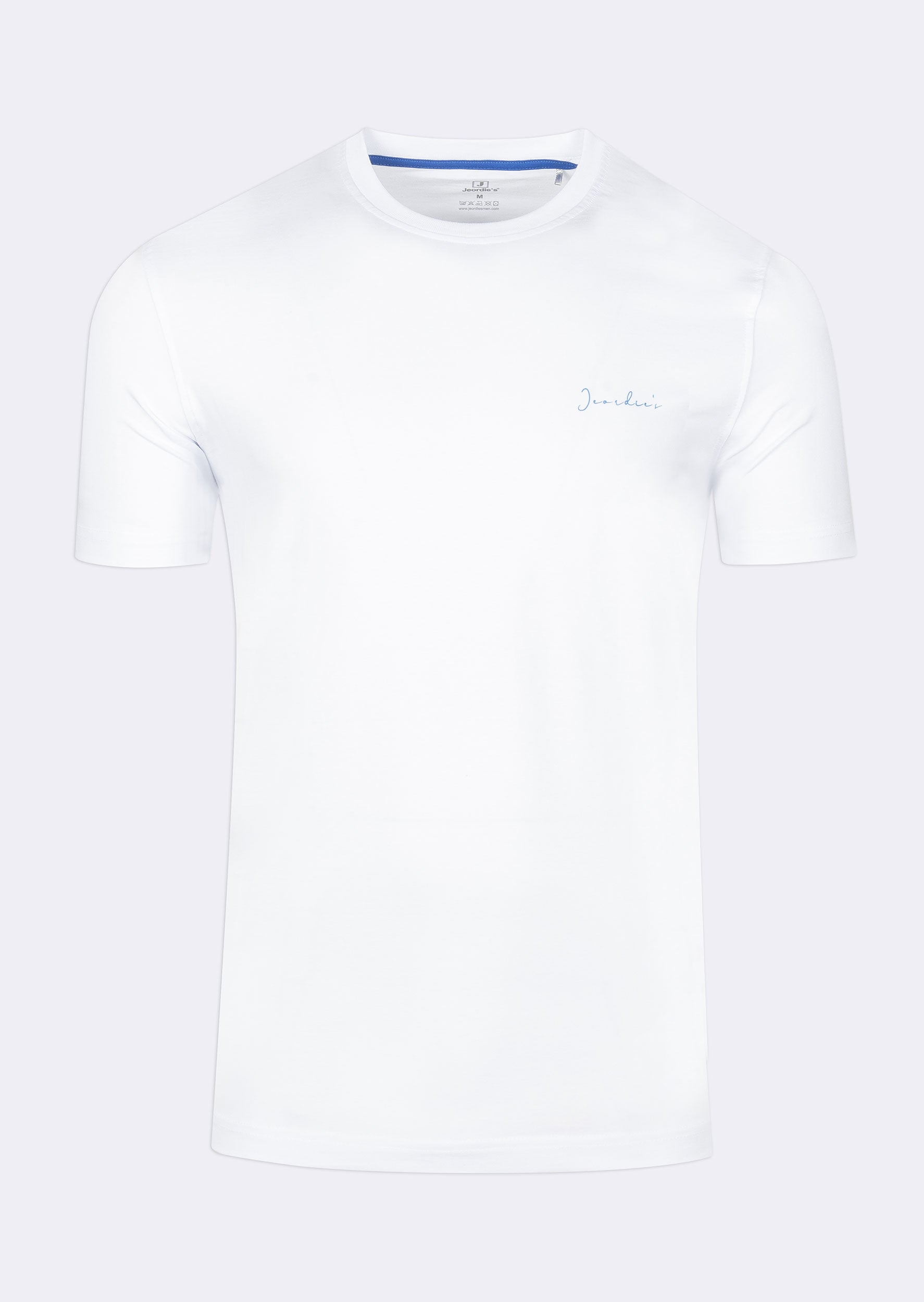White - Sax Blue Crew Neck T-shirt