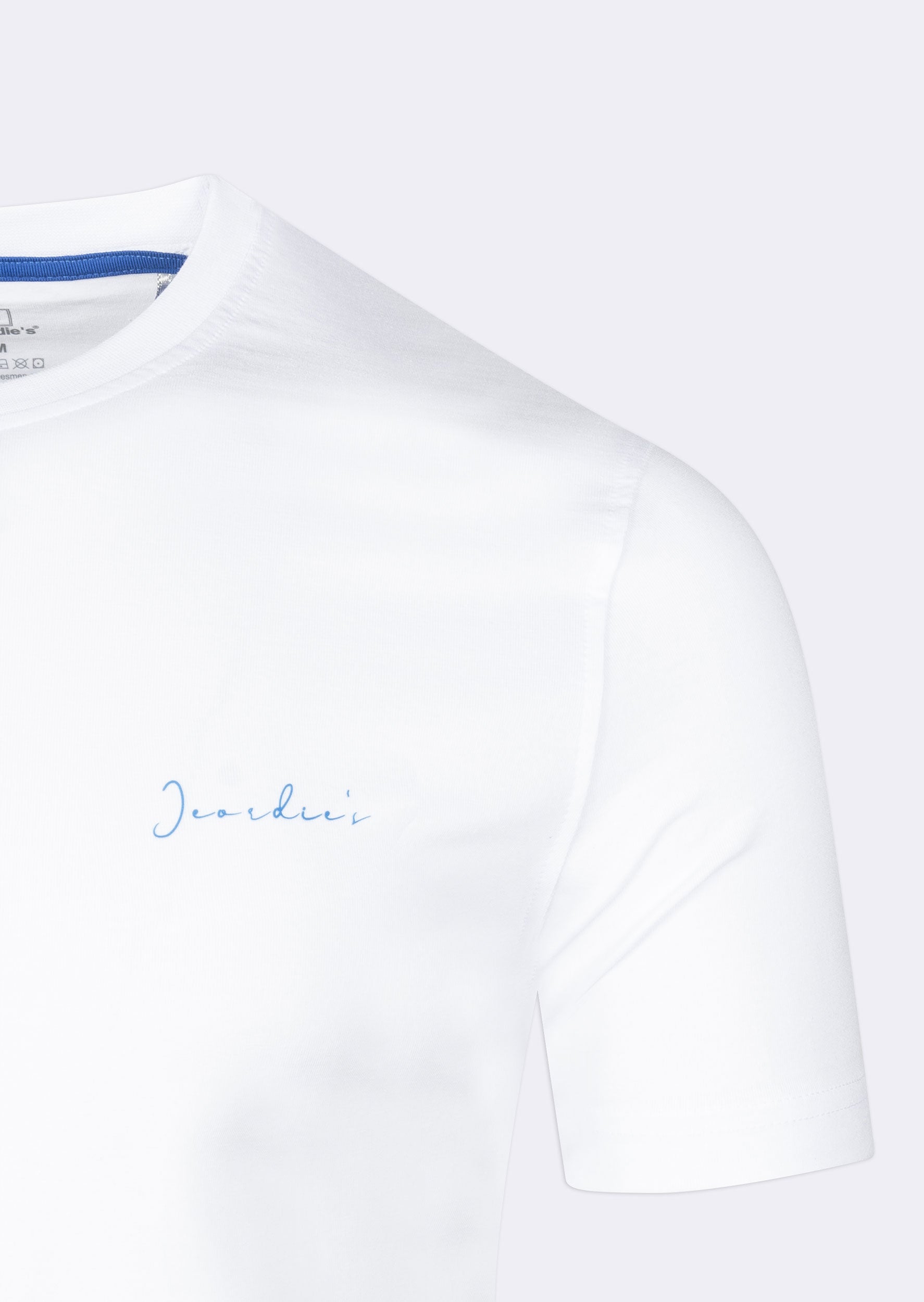 White - Sax Blue Crew Neck T-shirt