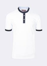 White Grandad Collar T-shirt