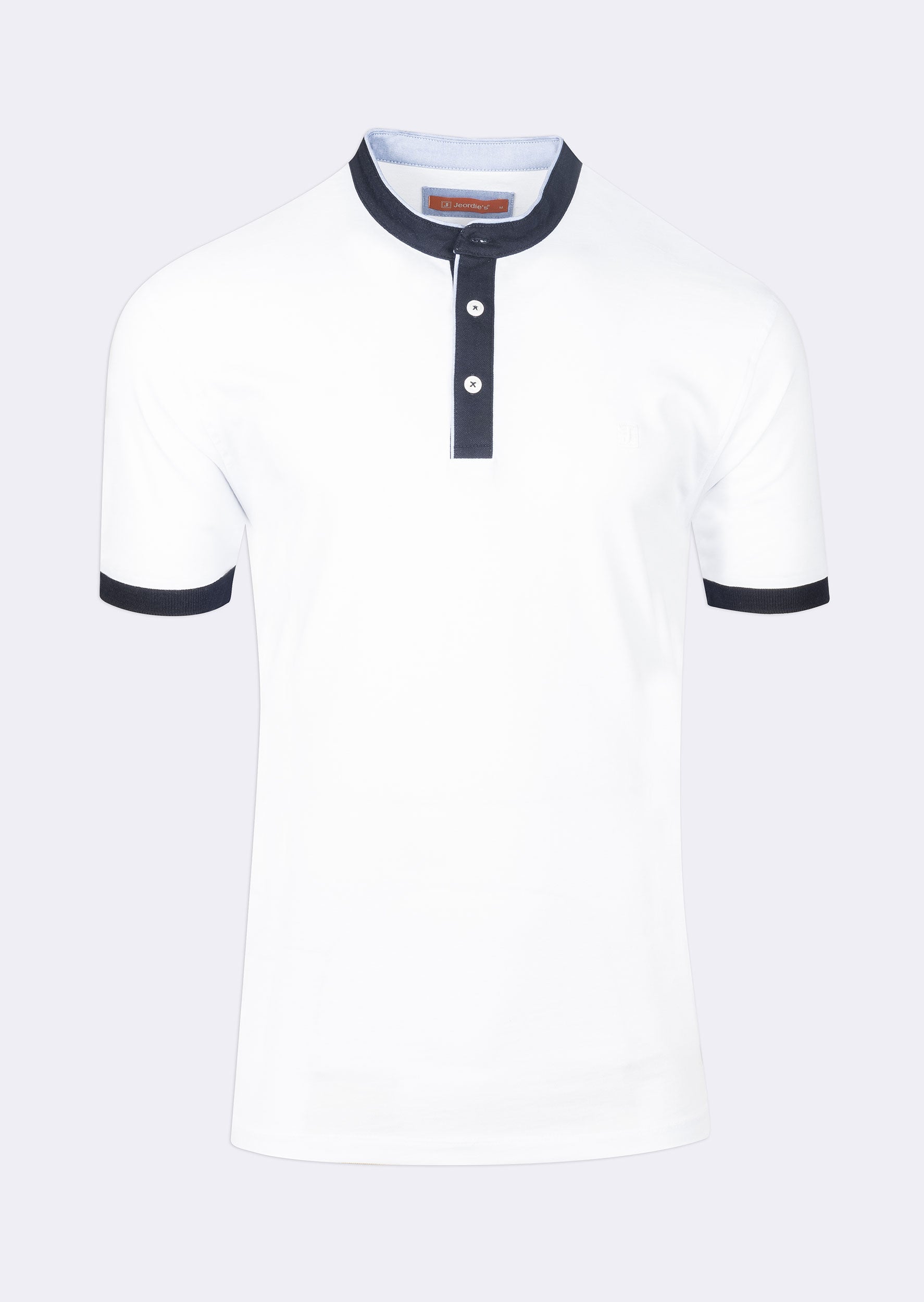 White Grandad Collar T-shirt
