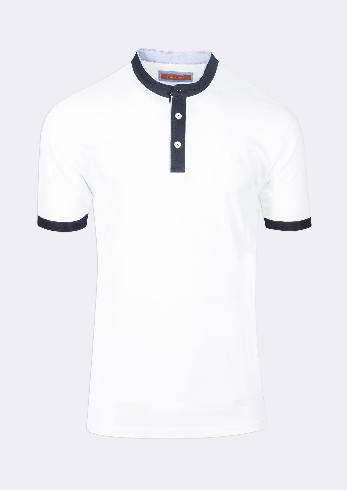 White Grandad Collar T-shirt