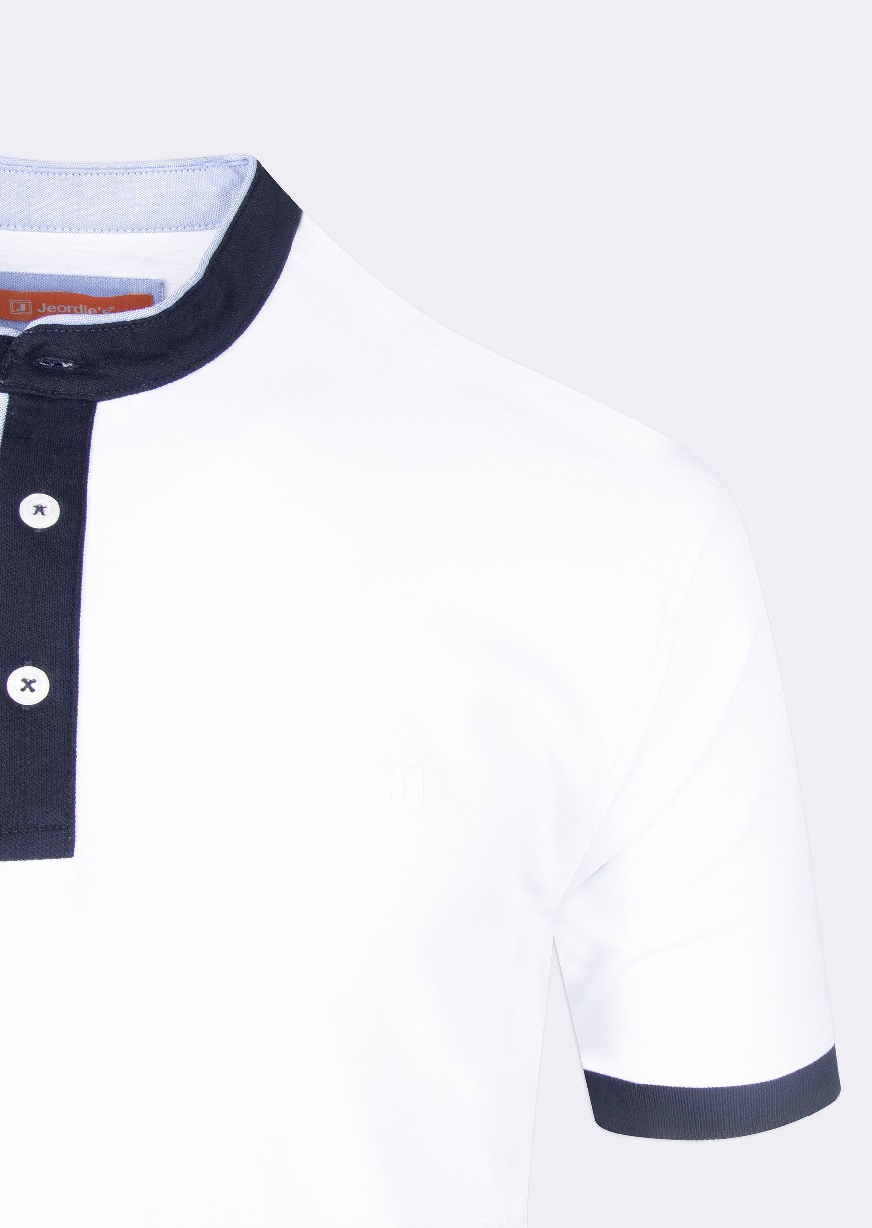 White Grandad Collar T-shirt