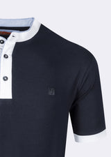 Navy Grandad Collar T-shirt