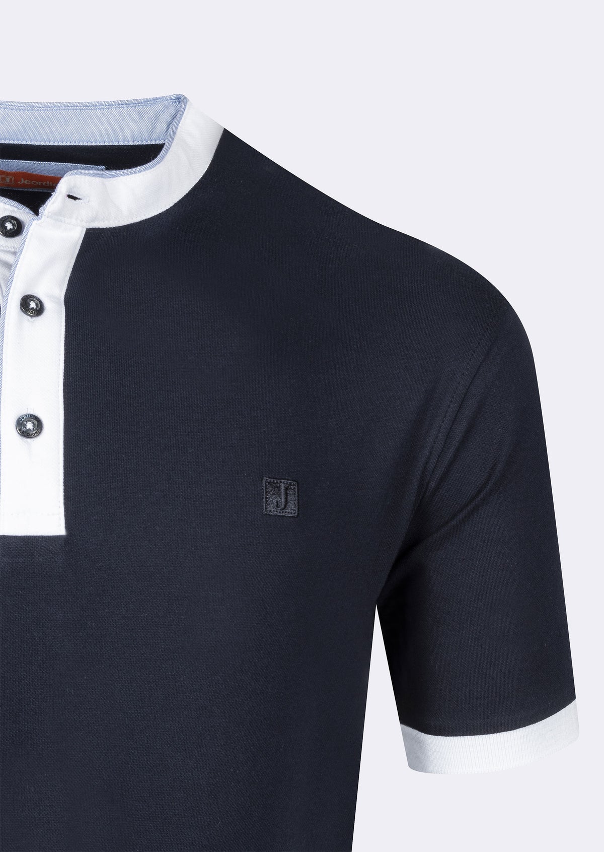 Navy Grandad Collar T-shirt