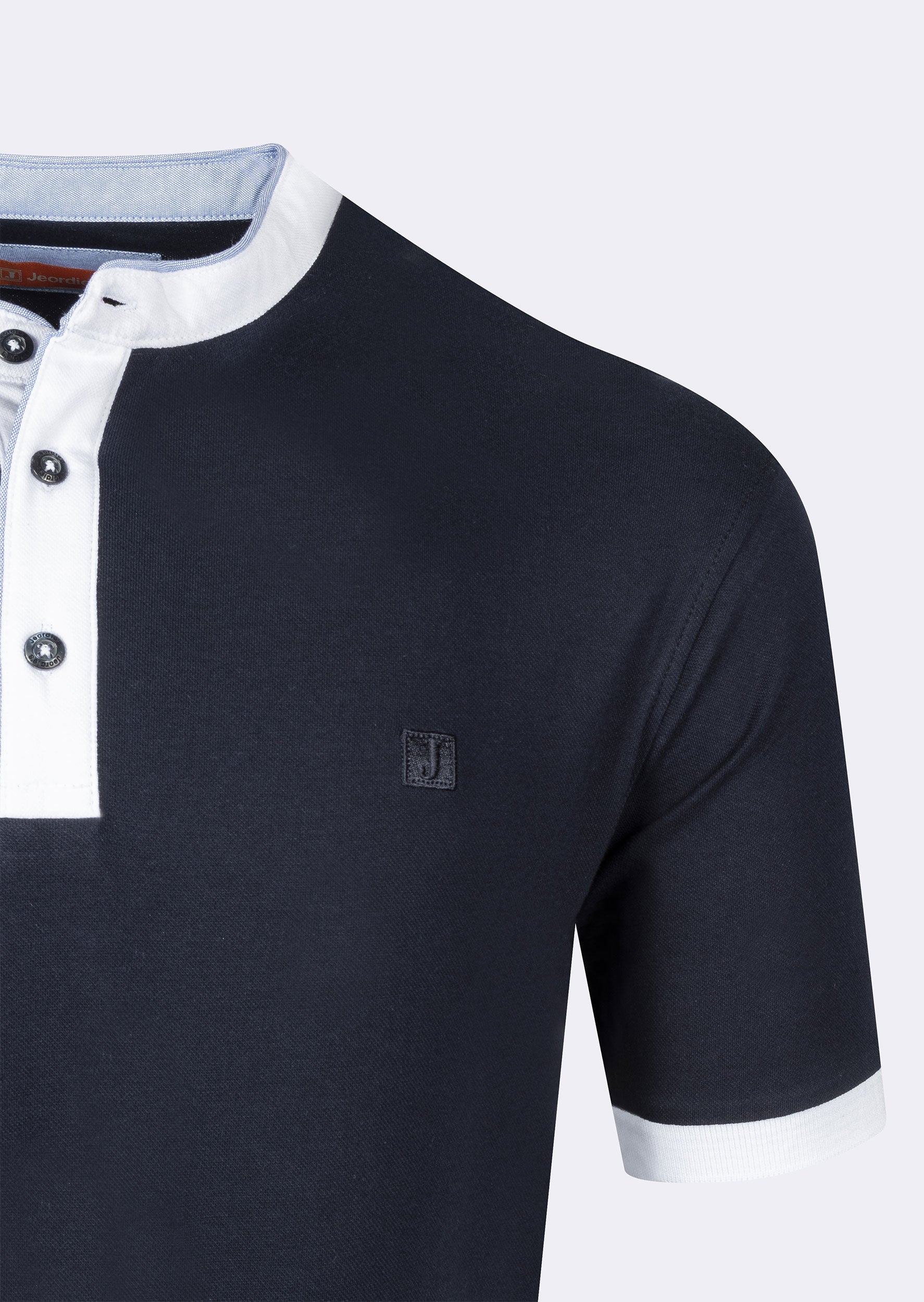 Navy Grandad Collar T-shirt