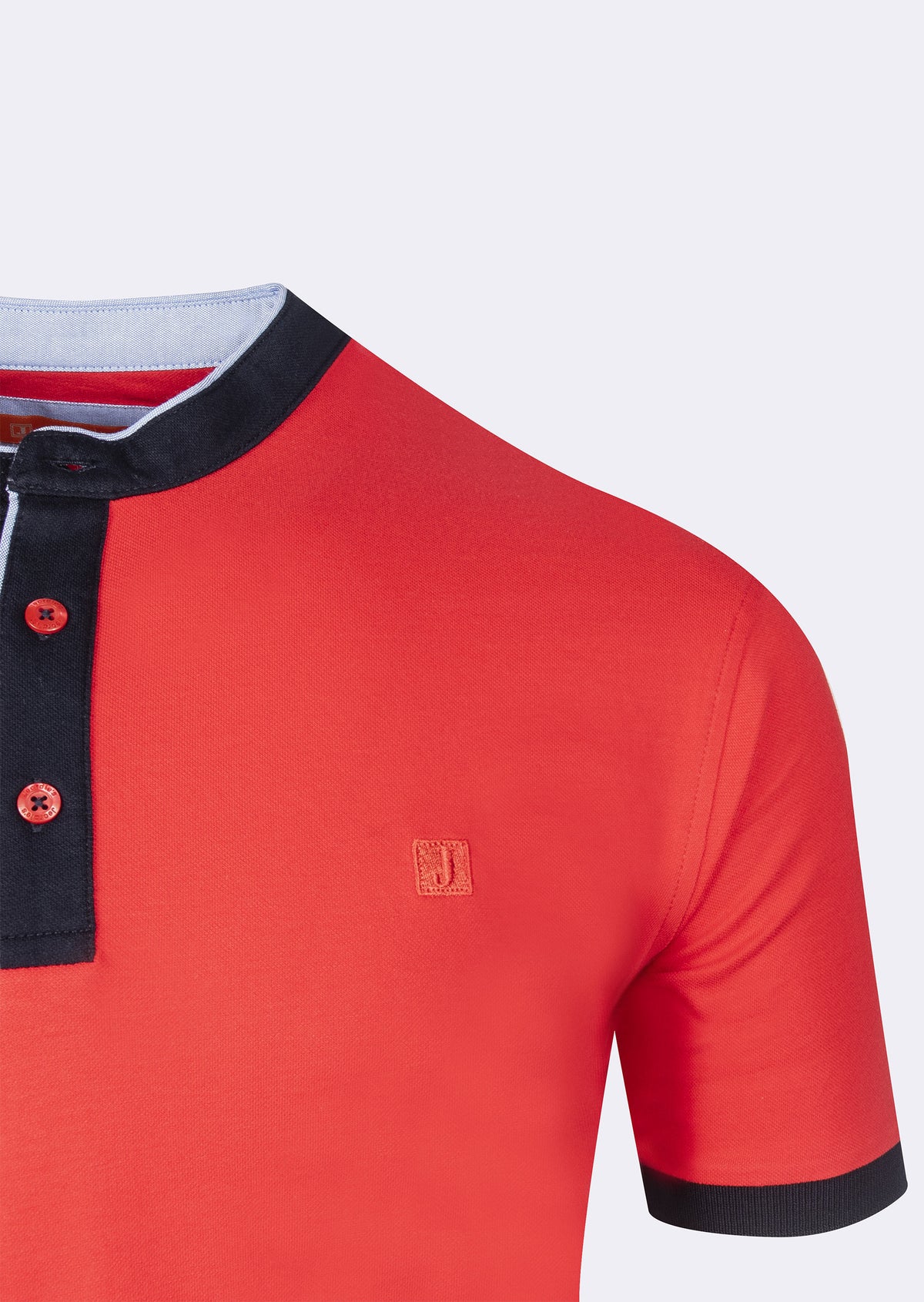 Red Grandad Collar T-shirt