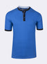 Sax Blue Grandad Collar T-shirt