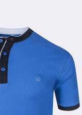 Sax Blue Grandad Collar T-shirt