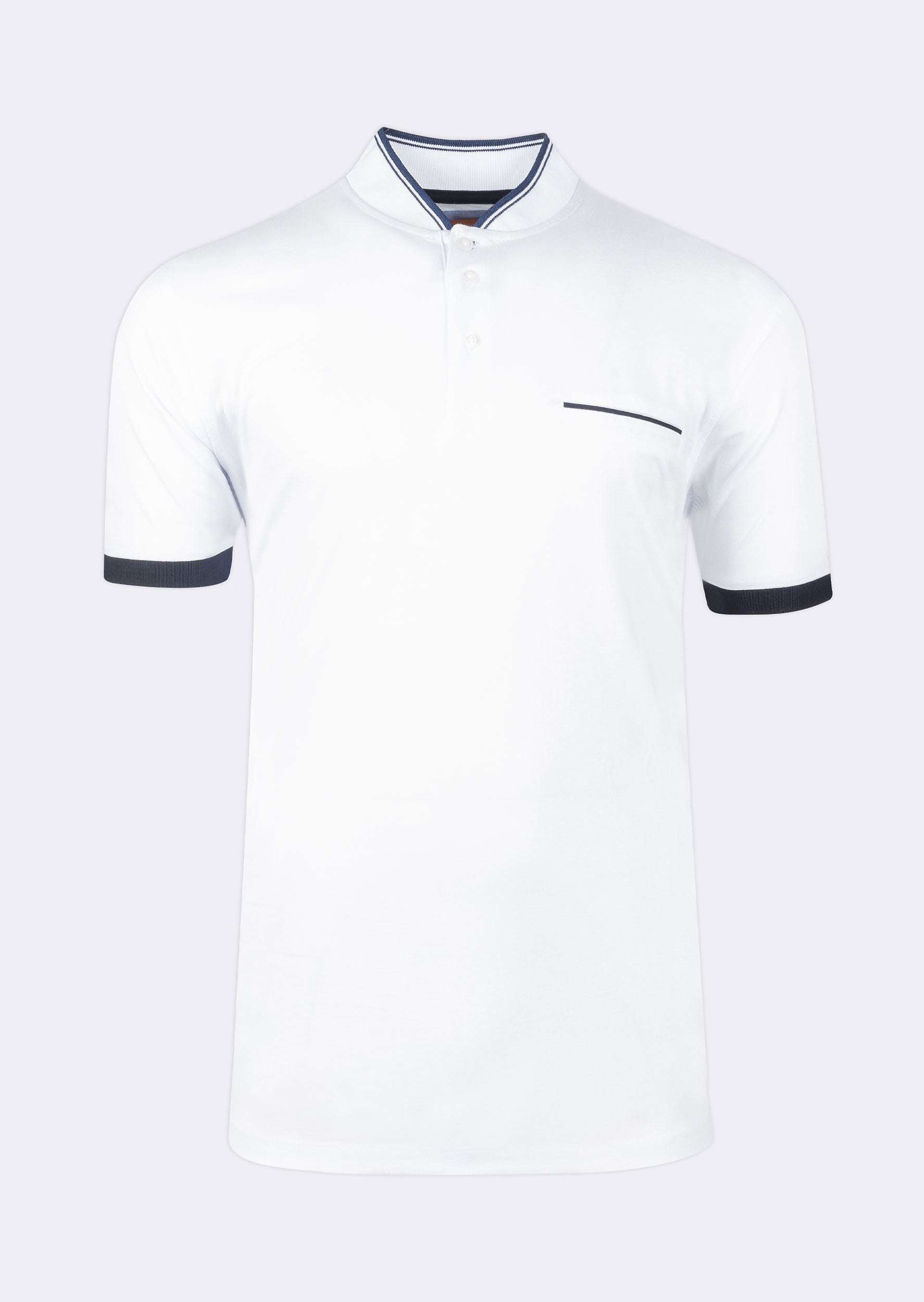 White Grandad Collar T-shirt
