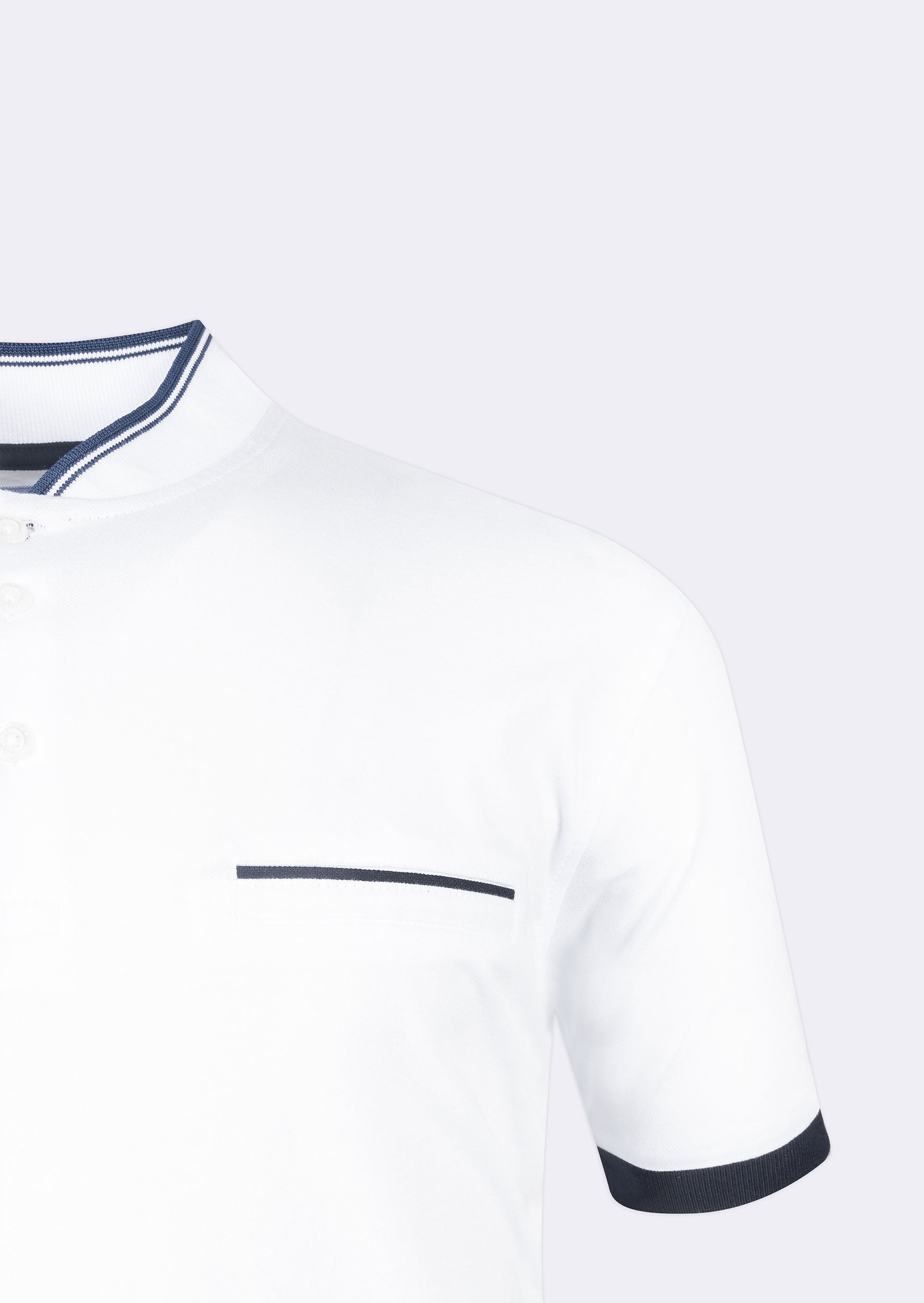 White Grandad Collar T-shirt