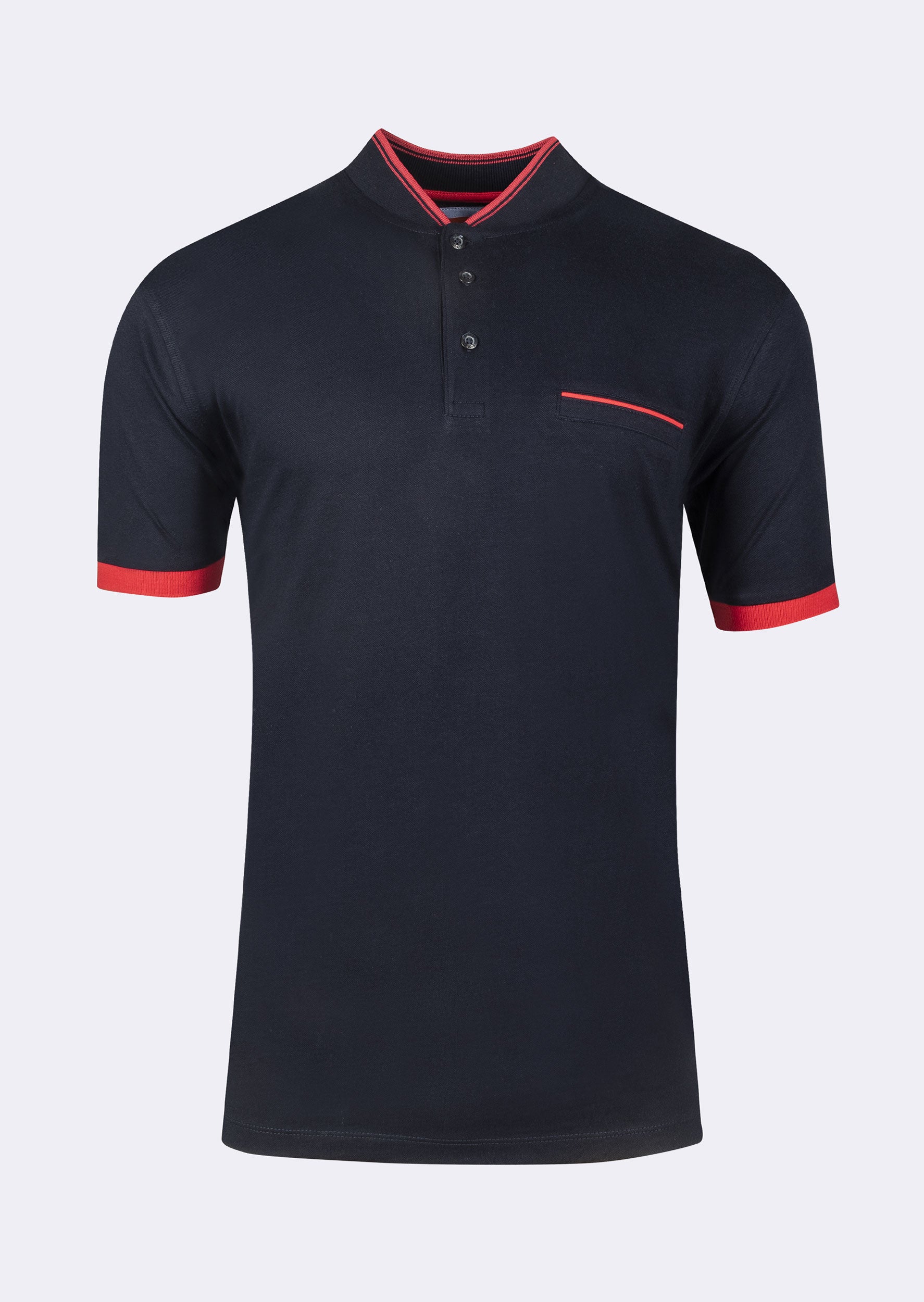 Navy Grandad Collar T-shirt