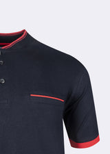 Navy Grandad Collar T-shirt