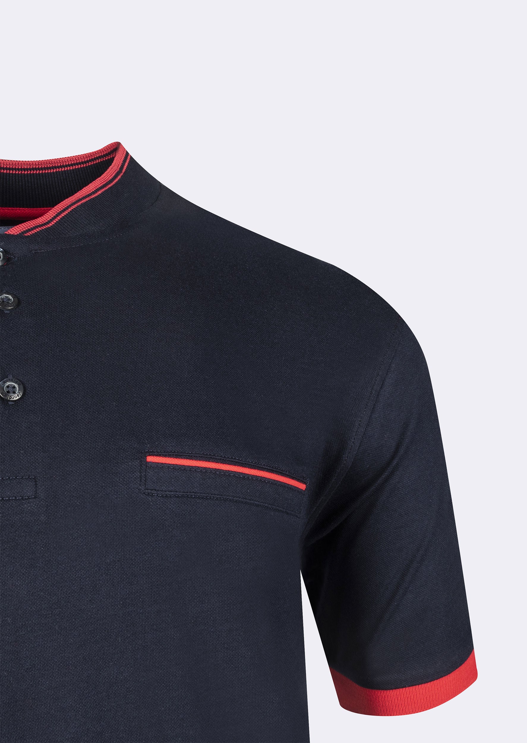 Navy Grandad Collar T-shirt