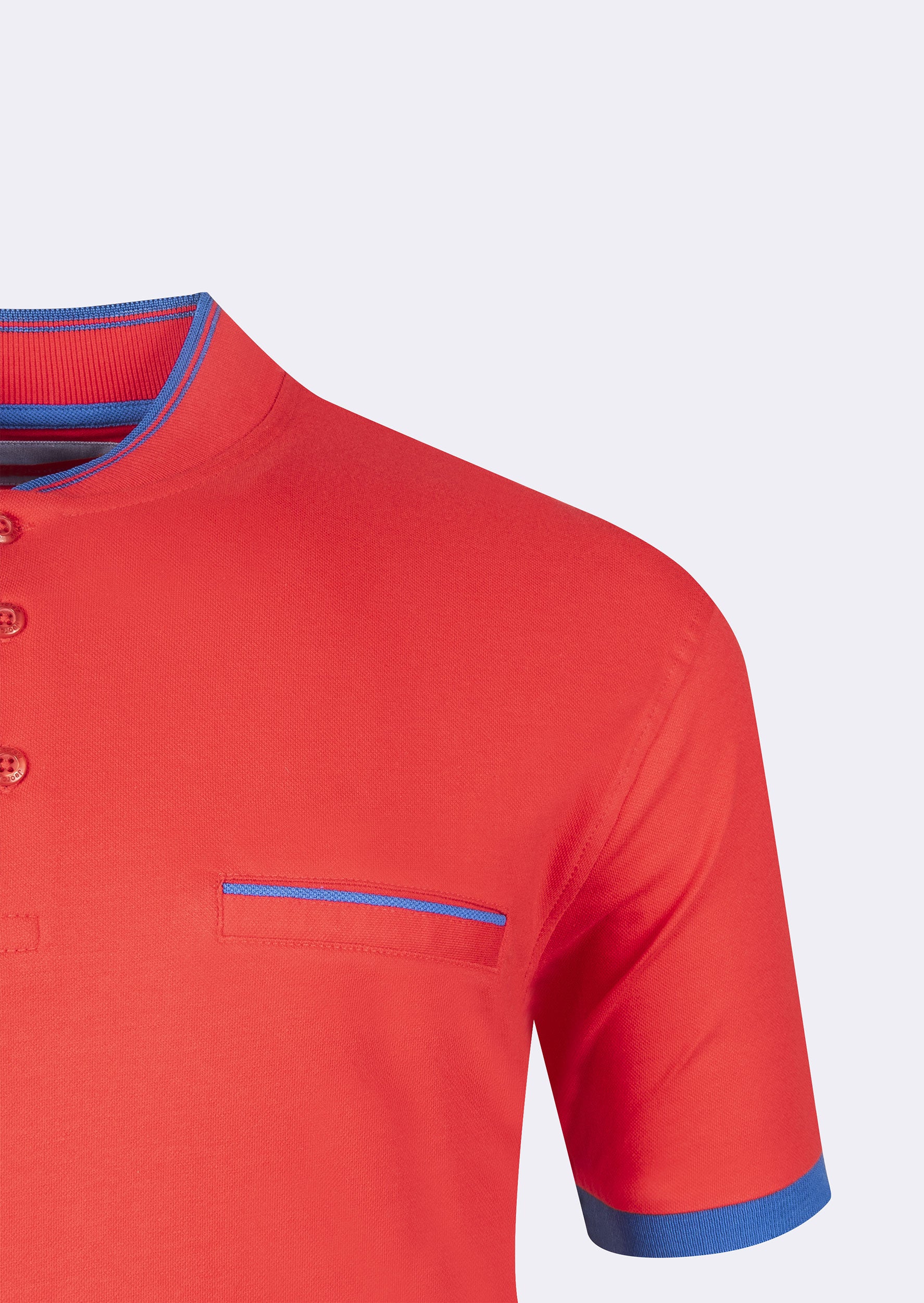 Red Grandad Collar T-shirt