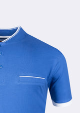 Sax Blue Grandad Collar T-shirt