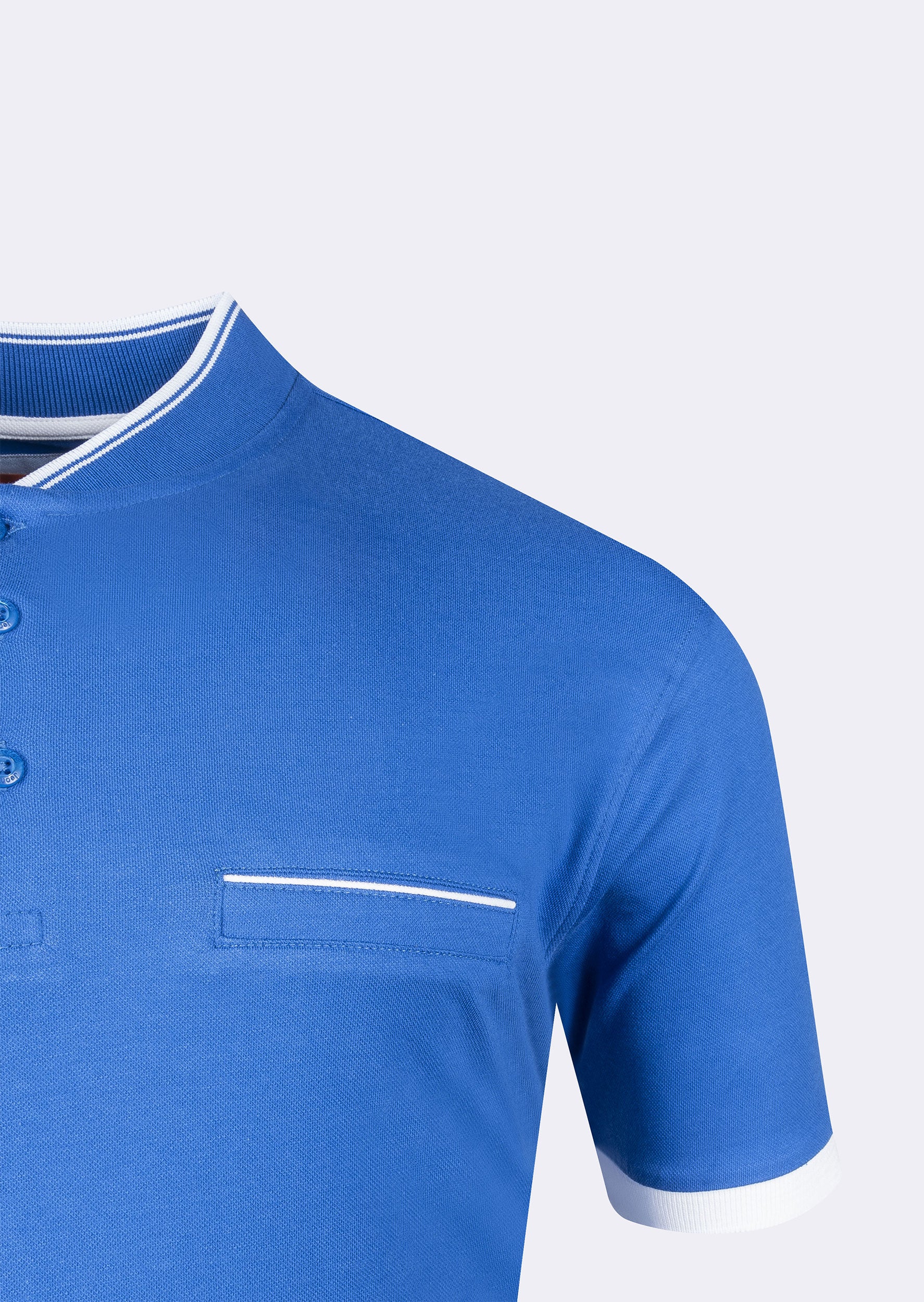 Sax Blue Grandad Collar T-shirt